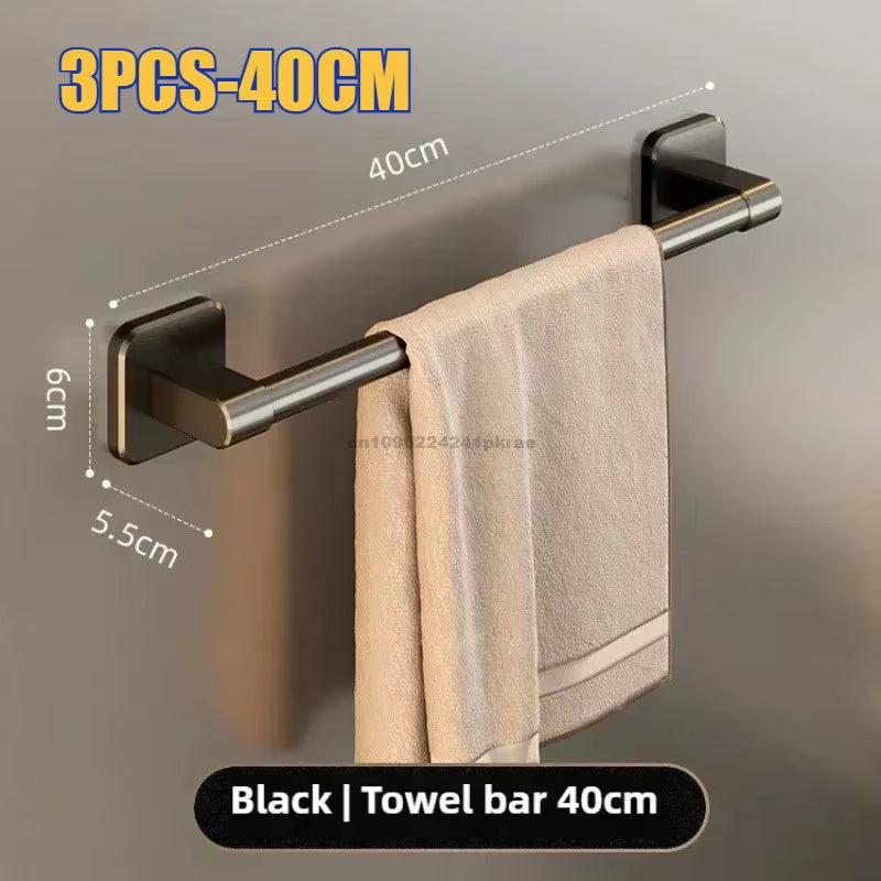 6Pcsbathroom Towel Rack Towel Holder Self-Adhesive Bathroom Towel Rack Hooks Bathroom Shelf without Drilling Towelrack Bathroom