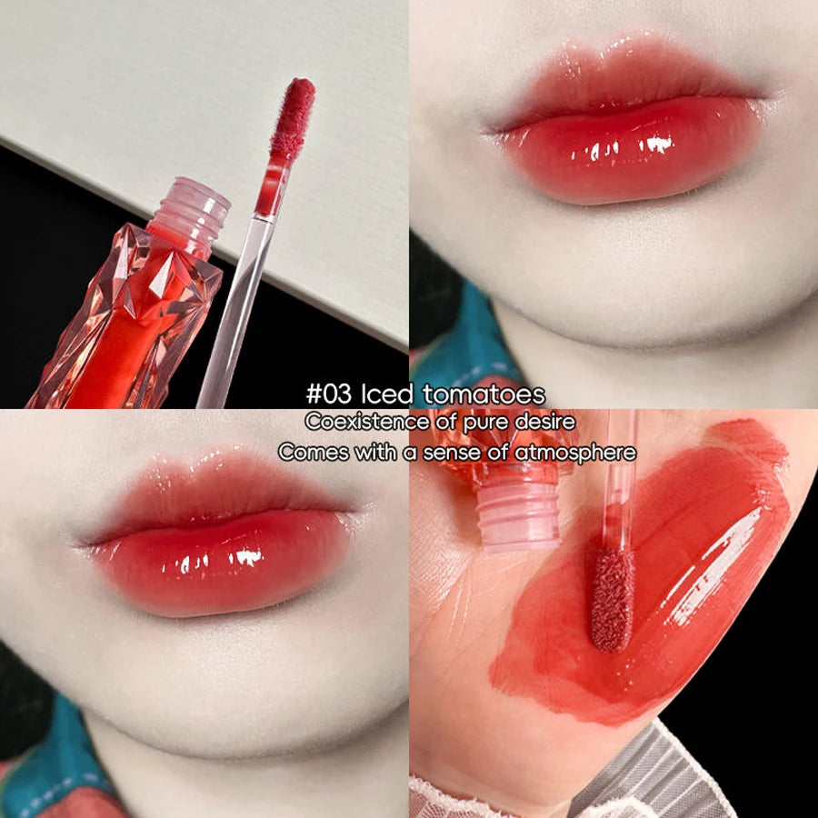 Lip Gloss Long-Lasting Moisturizing Easy Halo-Dyeing Waterproof Mirror Water Glass Lip Gloss Transparent Color Cosmetics