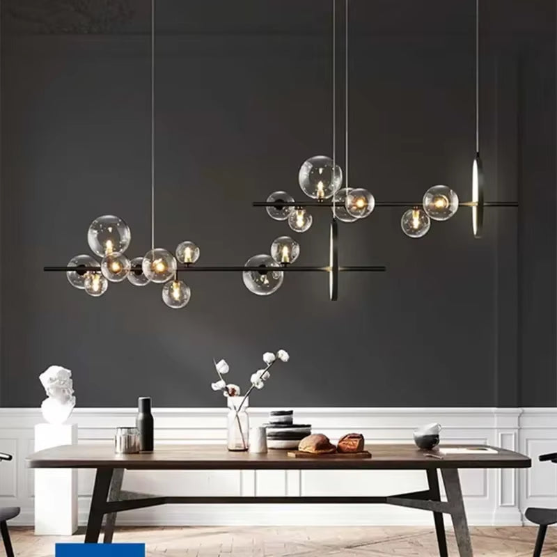 Modern Glass Ball Led Pendant Light for Living and Dining Room Kitchen Coffee Tables Bedroom Chandelier Home Decor Light Fixture