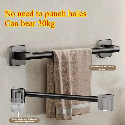 6Pcsbathroom Towel Rack Towel Holder Self-Adhesive Bathroom Towel Rack Hooks Bathroom Shelf without Drilling Towelrack Bathroom