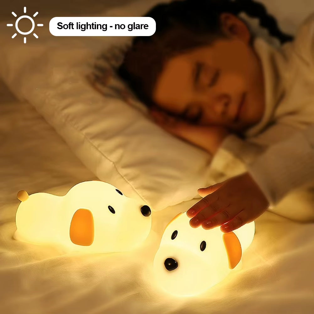 Puppy Lamp Silicone Dog LED Night Lights Touch Sensor Colors USB Rechargeable Bedside Mood Light for Children Baby Toy Gift