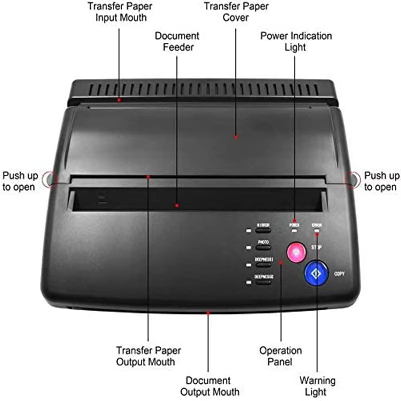 Tattoo Transfer Machine Device Copier Printer Drawing Thermal Stencil Maker Tools for Tattoo Photos Transfer Paper Copy Printing