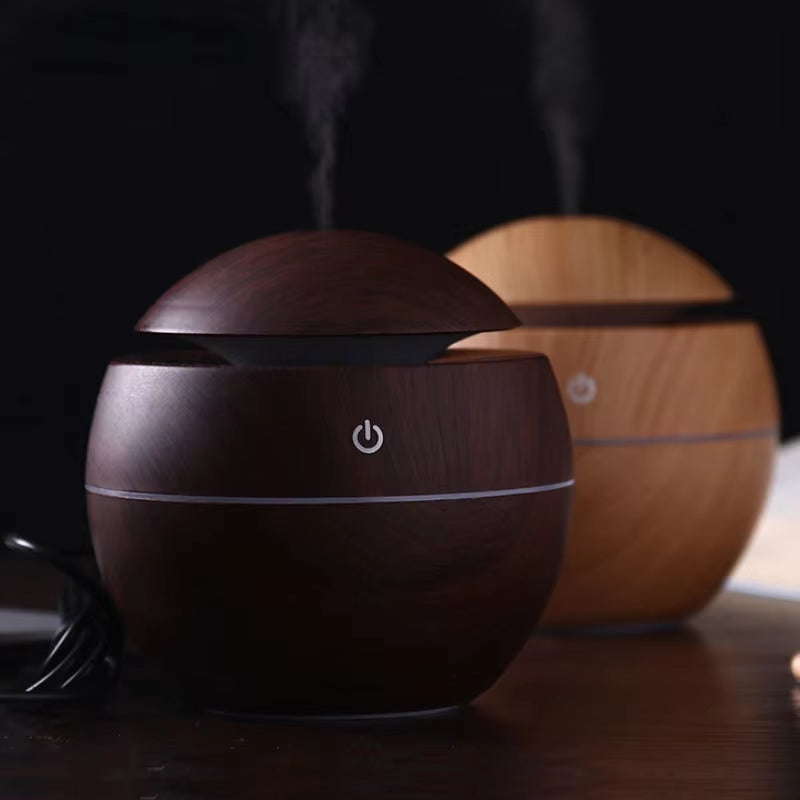 130ML Air Humidifier Ultrasonic USB Aroma Diffuser Wood Grain LED Night Light Electric Essential Oil Diffuser Aromatherapy Home