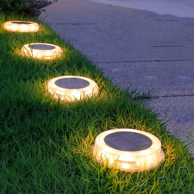 LED Solar Lawn Lights Outdoor Waterproof Solar Powered Buried Street Lamp Garden Villa Decorative Solar Light White Warm