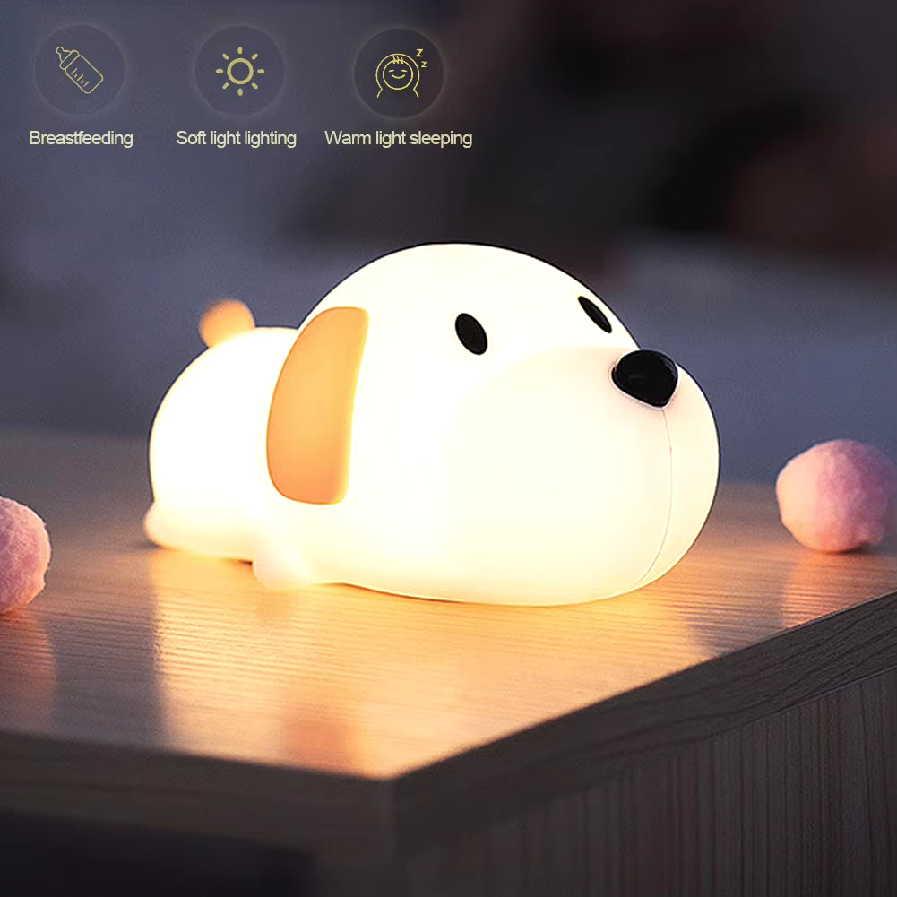 Puppy Lamp Silicone Dog LED Night Lights Touch Sensor Colors USB Rechargeable Bedside Mood Light for Children Baby Toy Gift